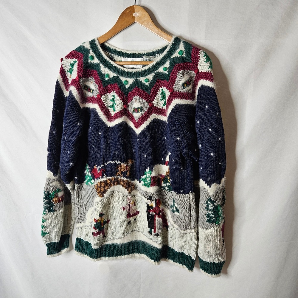 Design Options Vintage Christmas Knit Sweater sz XL‎